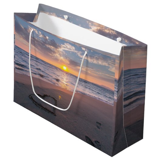 Khic Beach Sunset Heart in zand Groot Cadeauzakje (Voorkant Gekanteld)