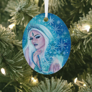 Khione godin van sneeuwkunst door Renee Lavoie Hol Metalen Ornament