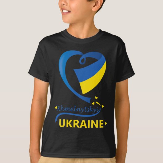 Khmelnytskyi Oekraine Nationale Vlag Hart Embleem T-shirt (Voorkant)
