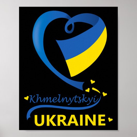Khmelnytskyi Ukraine National Flag Heart Emblem Cr Poster (Voorkant)