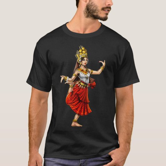 Khmer Cambodjaanse Apsara-danser T-shirt (Voorkant)