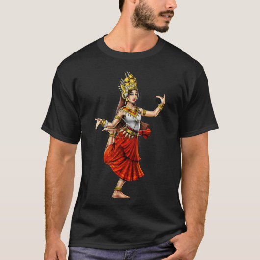 Khmer Cambodjaanse Apsara-danser T-shirt (Voorkant)