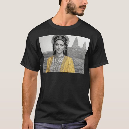 Khmer Princess Gracing Angkor Wat T-shirt (Voorkant)