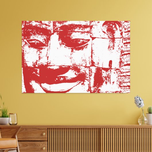 Khmer Stone Face ... Bayon Temple, Cambodia Canvas (Insitu (Woonkamer))