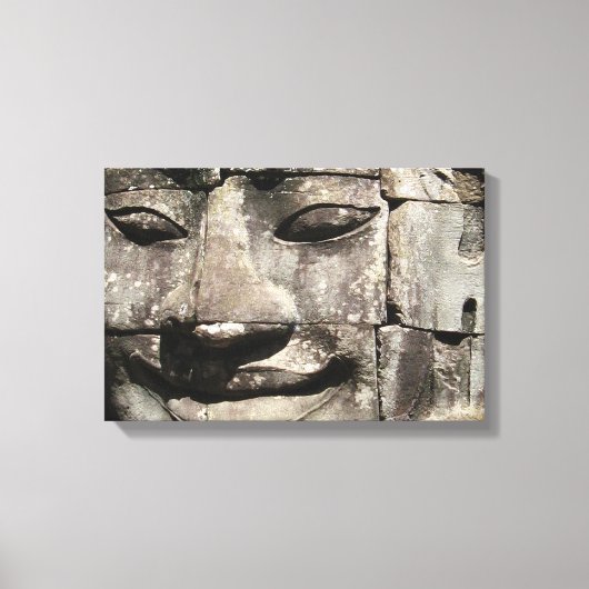 Khmer Stone Face ... Bayon Temple, Cambodja Canvas Afdruk (Voorkant)