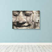 Khmer Stone Face ... Bayon Temple, Cambodja Canvas Afdruk (Insitu (Houten vloer))