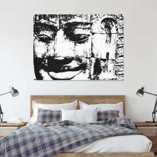 Khmer Stone Face ... Bayon Temple, Cambodja Canvas Afdruk (Insitu (Slaapkamer))