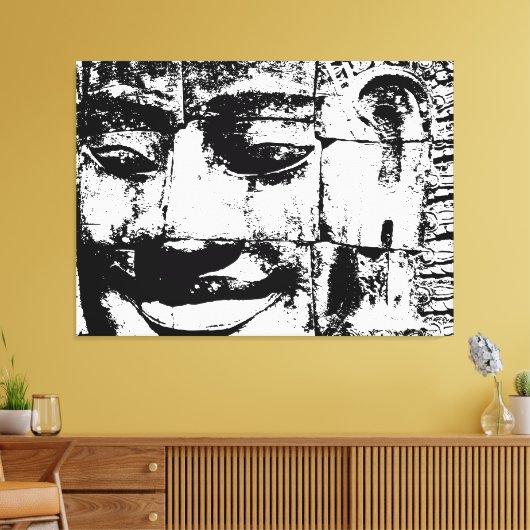 Khmer Stone Face ... Bayon Temple, Cambodja Canvas Afdruk (Insitu (Woonkamer))