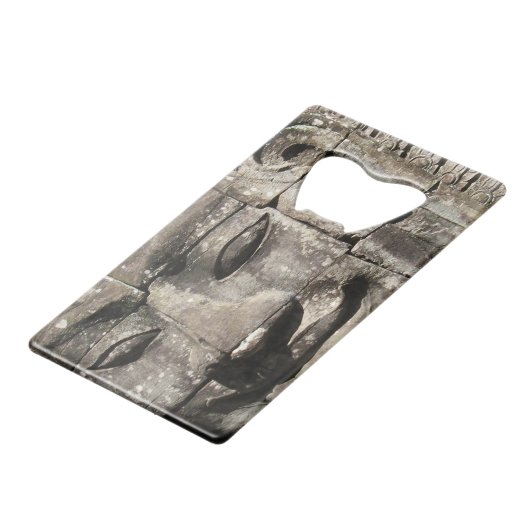 Khmer Stone Face ... Bayon Temple, Cambodja Creditkaart Flessenopener (Achterkant Gekanteld)