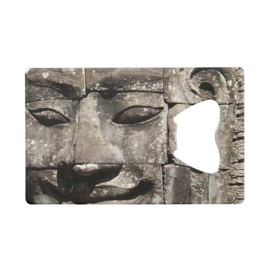 Khmer Stone Face ... Bayon Temple, Cambodja Creditkaart Flessenopener (Voorkant (Horizontaal))