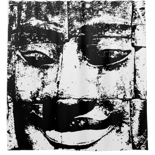 Khmer Stone Face ... Bayon Temple, Cambodja Douchegordijn (Voorkant)