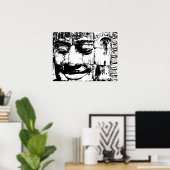 Khmer Stone Face ... Bayon Temple, Cambodja Poster (Thuiskantoor)