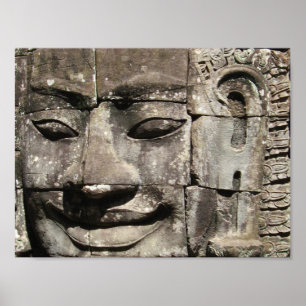 Khmer Stone Face ... Bayon Temple, Cambodja Poster