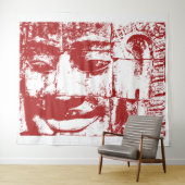 Khmer Stone Face ... Bayon Temple, Cambodja Tapest Wandkleed (In Situ (horizontaal))