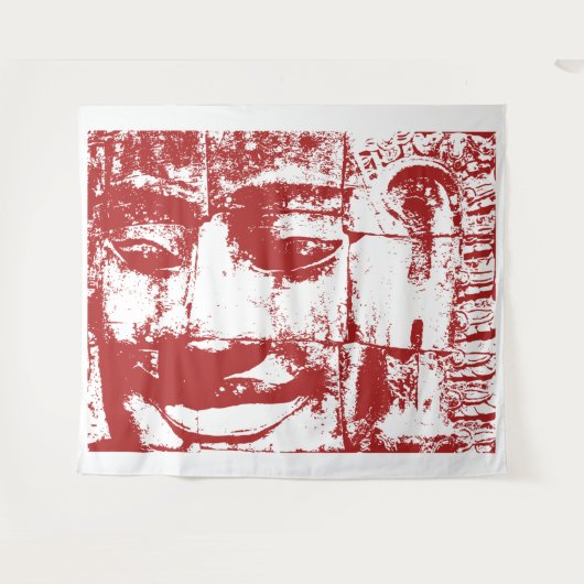 Khmer Stone Face ... Bayon Temple, Cambodja Tapest Wandkleed (Voorkant (horizontaal))