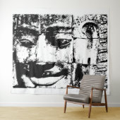 Khmer Stone Face ... Bayon Temple, Cambodja Wandkleed (In Situ (horizontaal))