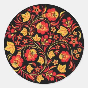 Khohloma (Hohloma) Russische kunstworkshops Ronde Sticker