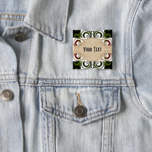 Khokhloma Exotique Vierkante Button 5,1 Cm (In situ)