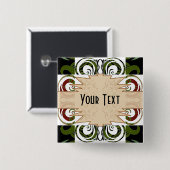 Khokhloma Exotique Vierkante Button 5,1 Cm (Voorkant /achterkant)