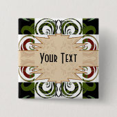 Khokhloma Exotique Vierkante Button 5,1 Cm (Voorkant)