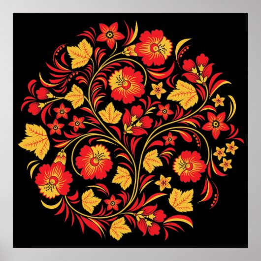 Khokhloma Hohloma Russisch Folk Art Poster (Voorkant)