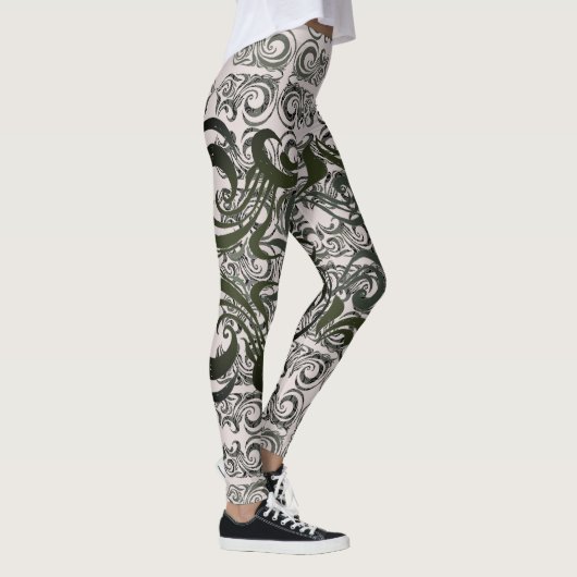 Khokhloma Muted Seaweed Pattern Leggings (Rechts)
