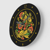 Khokhloma ~ Russian Folk Art ~ Red/Gold Flowers ~ Grote Klok (Hoek)