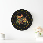 Khokhloma ~ Russische Folk Art ~Bird & Flower ~ Grote Klok (Huis)