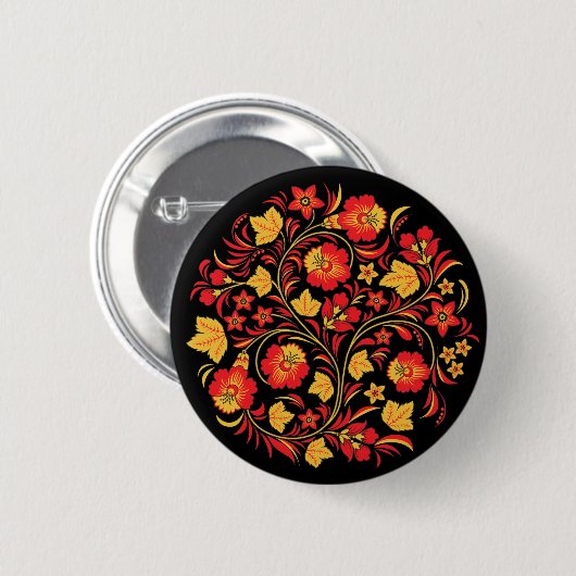 Khokhloma Russische Folk Art Button (Voorkant /achterkant)