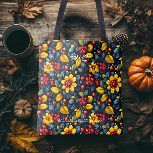 Khokhloma Twist Bloemen Traditionele Volkskunst Tote Bag