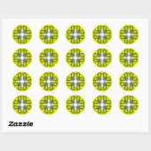Khokhloma Yellow Green Curly Pattern Ronde Sticker (Vel)