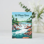 Khone Phapheng-watervallen Laos Briefkaart (Staand voorkant)