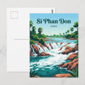 Khone Phapheng-watervallen Laos Briefkaart (Voorkant / Achterkant)
