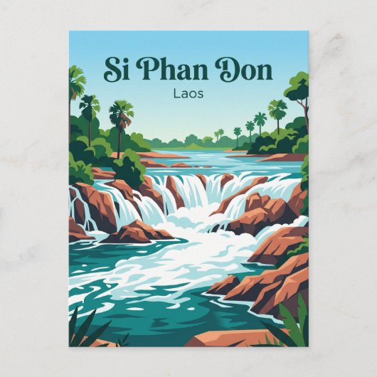 Khone Phapheng-watervallen Laos Briefkaart (Voorkant)