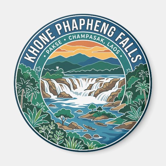 Khone Phapheng-watervallen Laos Magneet (Voorkant)