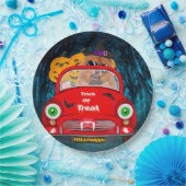 Khow-hondrijdende auto-ondiepe halloween papieren bordje (Feest)