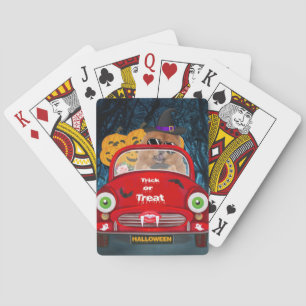 Khow-hondrijdende auto-ondiepe halloween pokerkaarten
