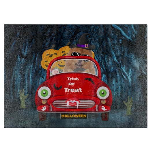 Khow-hondrijdende auto-ondiepe halloween snijplank (Voorkant)