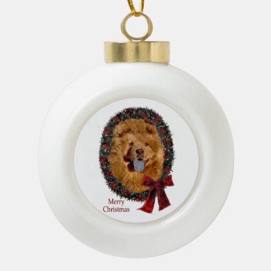 Khow met kerst keramische bal ornament (Voorkant)