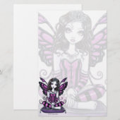 "Khristyn" Gothic Pink Princess Fae Art Stationery Briefpapier (Voorkant / Achterkant)