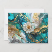 KHS Abstract Blauw en Goud Bloemen Wenskaart Bedankkaart (Voorkant)