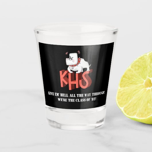 KHS Bulldogs Shot Glass Glas (Voorkant)