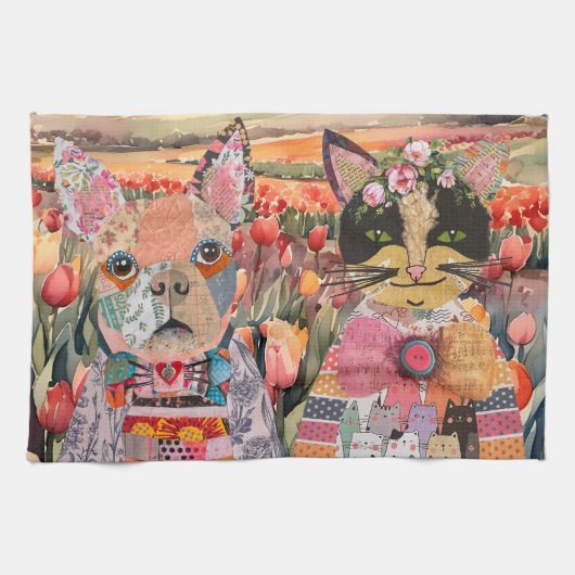 KHS Hond & Kat Huisdier Adoptie Bewustzijn Keuken  Theedoek (Horizontaal)