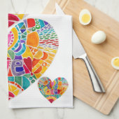 KHS Kleurrijke Waterverf Hart Vormt Keuken Handdoe Theedoek (Quarter Fold)