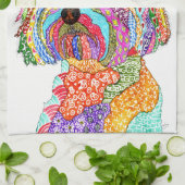KHS Kleurrijke YorkiPoo-liefhebber Keukenhanddoek (Gevouwen)