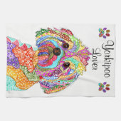 KHS Kleurrijke YorkiPoo-liefhebber Keukenhanddoek (Horizontaal)