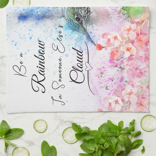 KHS Mooie Hummingbird Bloemen Keuken Handdoek (Gevouwen)