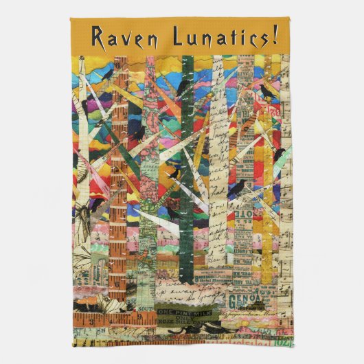 KHS Raven Lunatics Kraaien en Bomen Paper Art Theedoek (Verticaal)