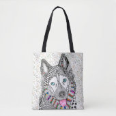 KHS Schattigee en kleurrijke Siberische Husky Canv Tote Bag (Voorkant)