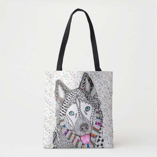 KHS Schattigee en kleurrijke Siberische Husky Canv Tote Bag (Voorkant)
